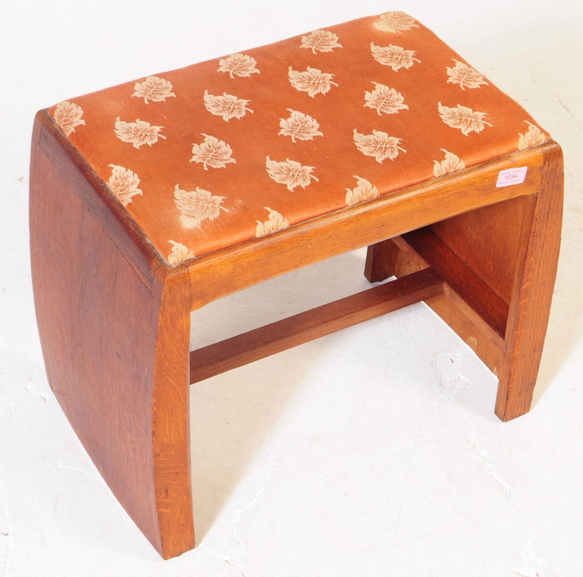 VINTAGE 20TH CENTURY ART DECO OAK STOOL - Image 2 of 3