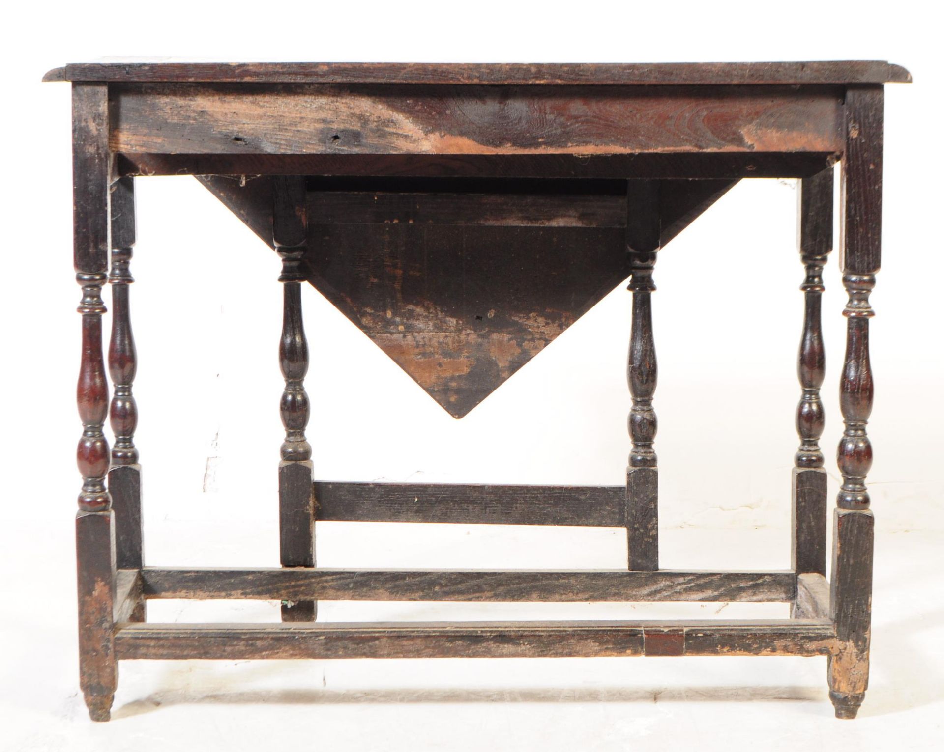 19TH CENTURY VICTORIAN CARVED OAK TOP DROP LEAF TABLE - Image 6 of 6