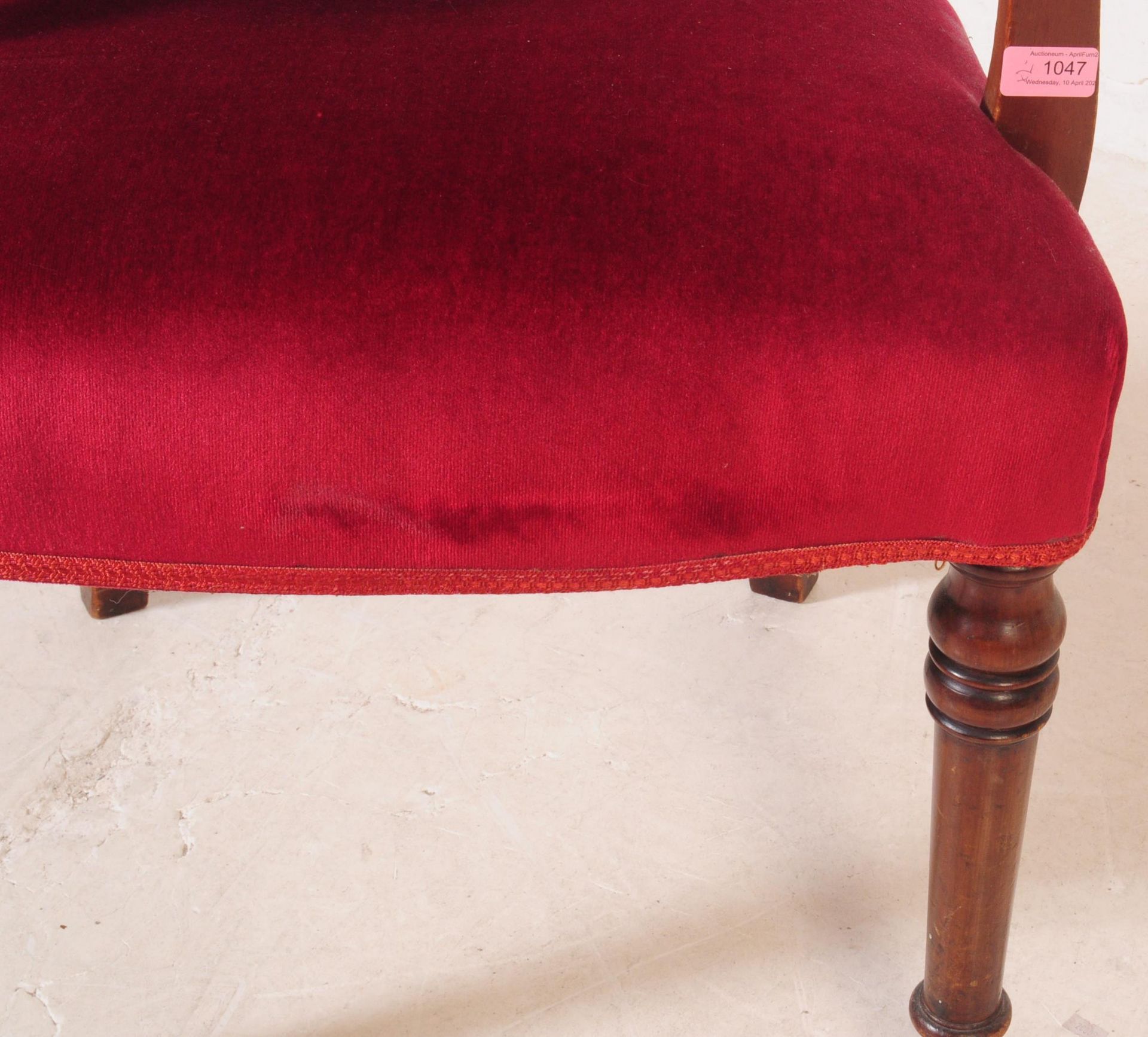 19TH CENTURY VICTORIAN UPHOLSTERED EASY ARMCHAIR - Image 3 of 8