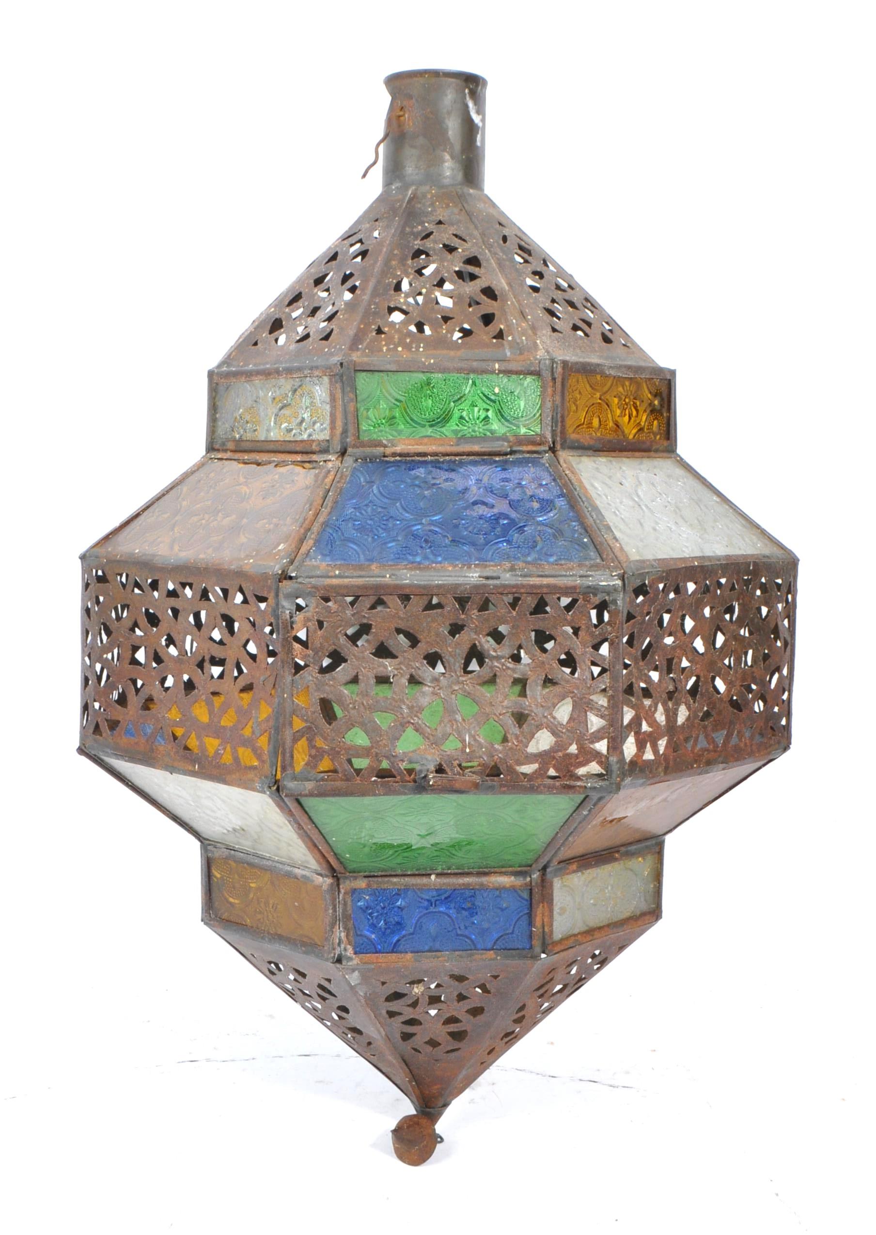 LARGE 20TH CENTURY DIAMOND MOROCCAN HANGING LANTERN