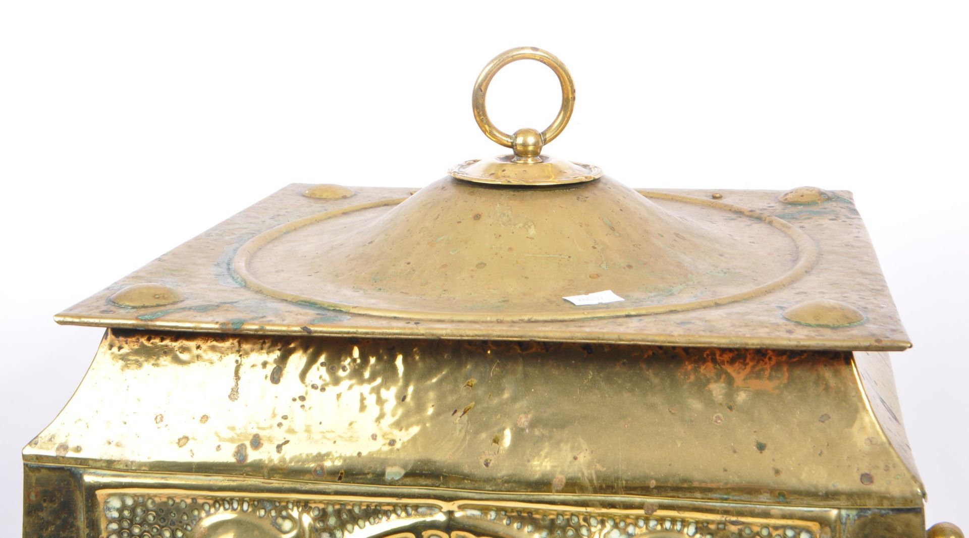 EARLY 20TH CENTURY BRASS ART NOUVEAU COAL SCUTTLE - Bild 2 aus 7