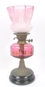 19TH CENTURY CRANBERRY OIL LAMP
