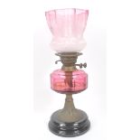 19TH CENTURY CRANBERRY OIL LAMP