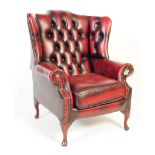 QUEEN ANNE WING BACK CHESTERFIELD BUTTON BACK ARMCHAIR