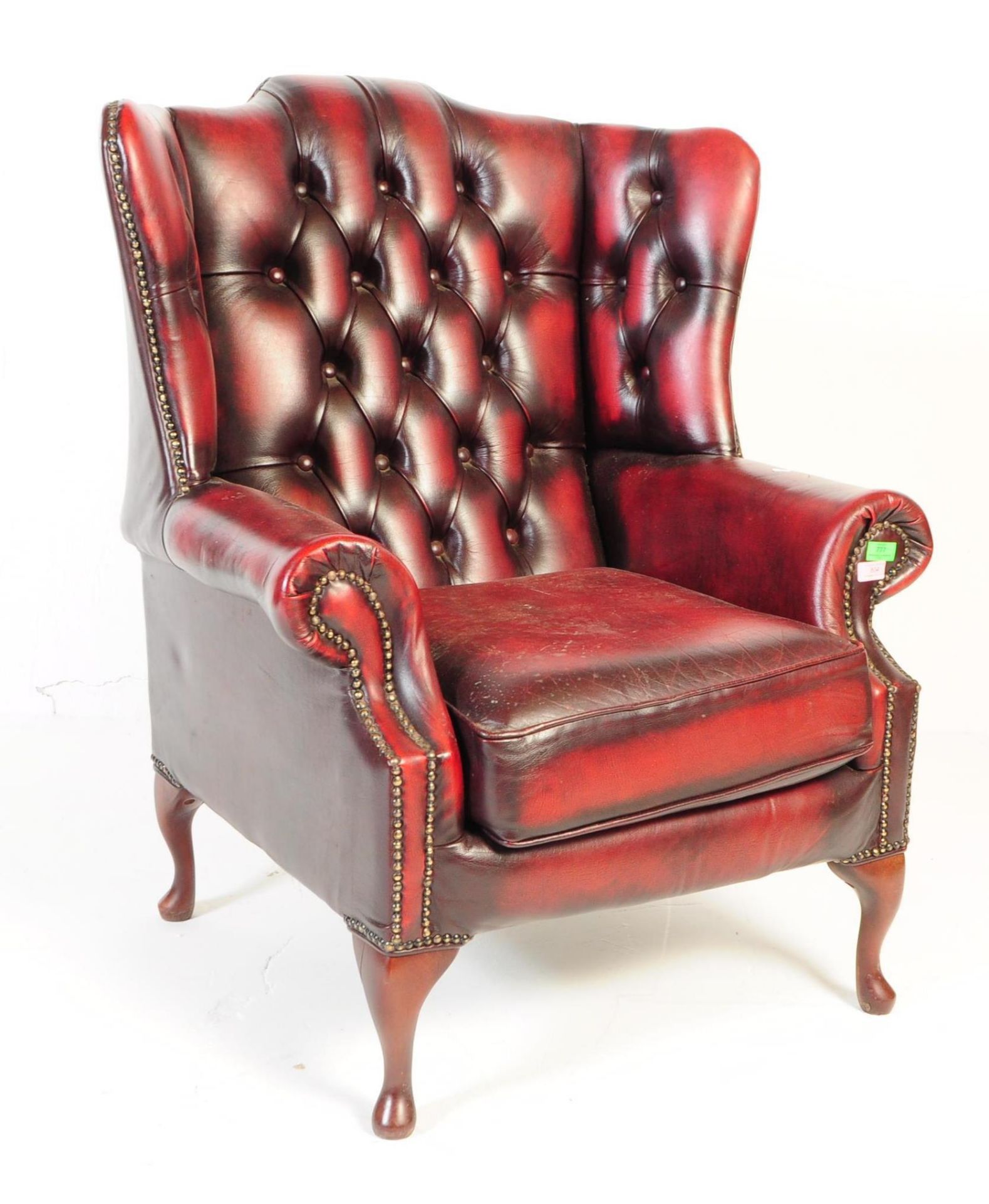 QUEEN ANNE WING BACK CHESTERFIELD BUTTON BACK ARMCHAIR