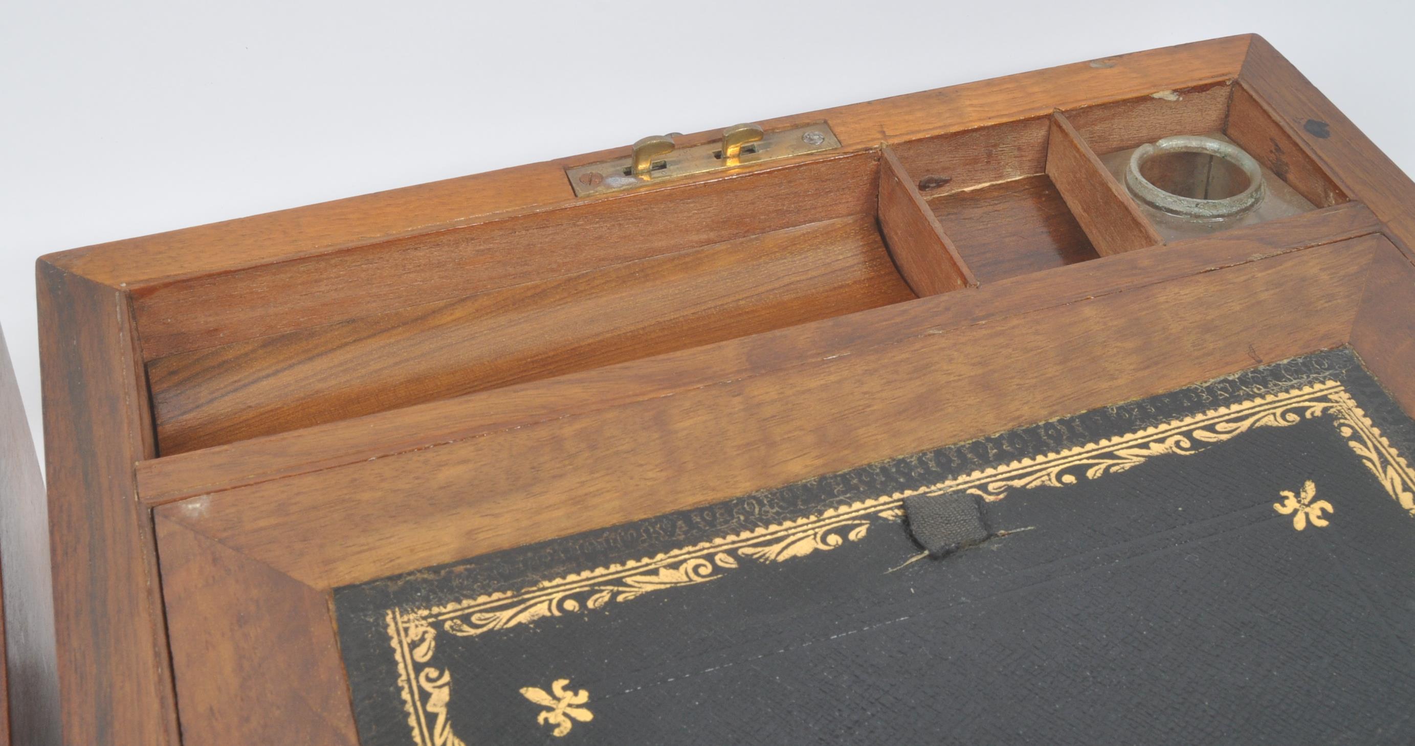 TWO 20TH CENTURY MAHOGANY WRITING SLOPES - Image 3 of 8