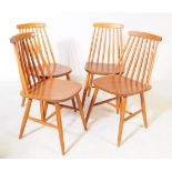 FOUR MID CENTURY STICK BACK DINING CHAIRS