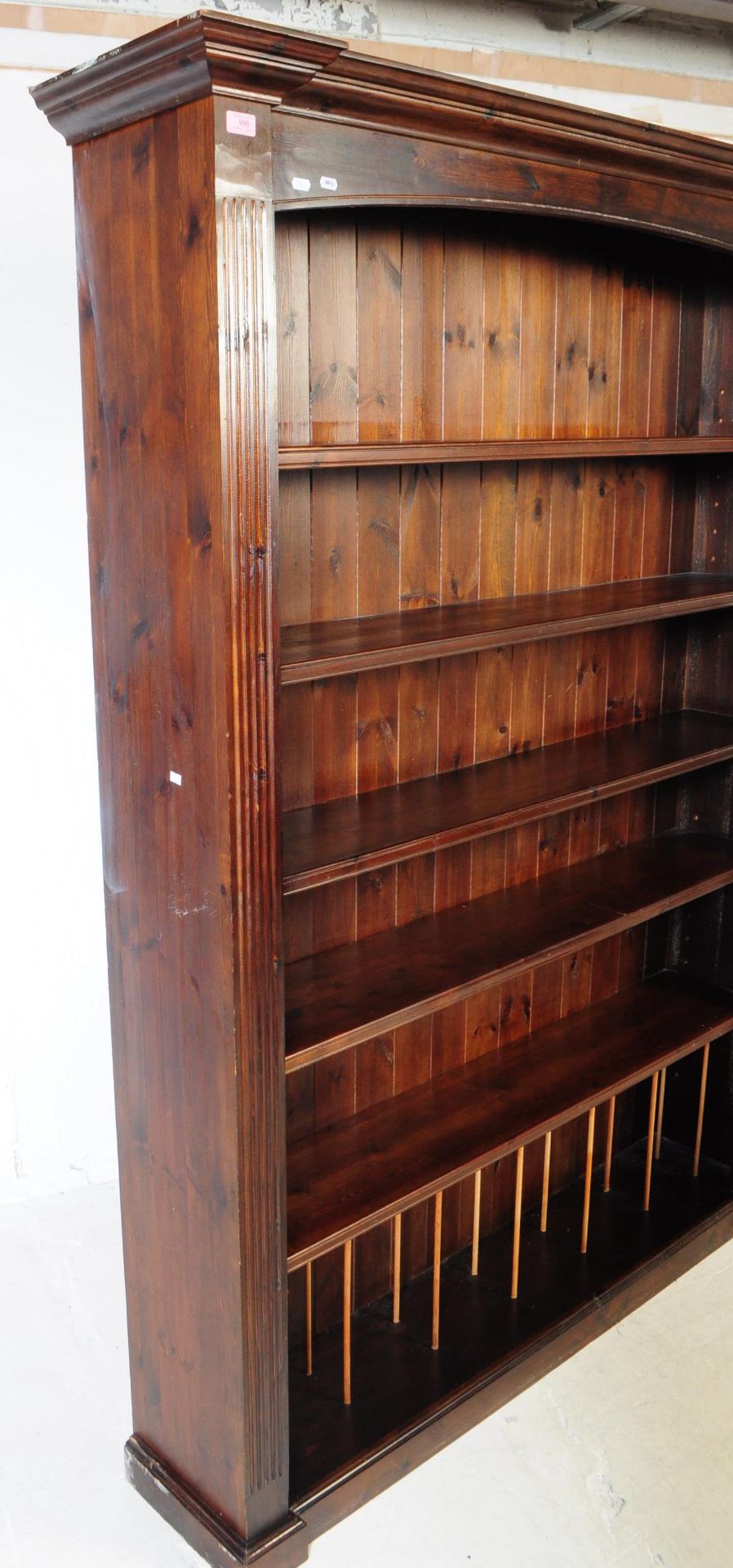 LARGE UPRIGHT VICTORIAN STYLE OPEN FRONT BOOKCASE - Image 4 of 6