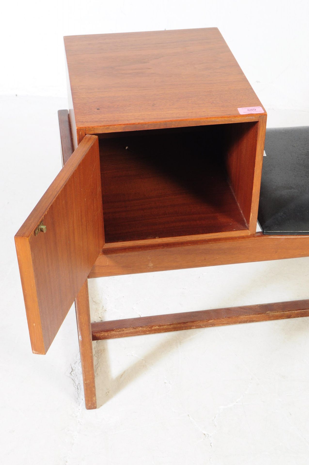 BRITISH MODERN DESIGN - MID CENTURY TEAK TELEPHONE TABLE - Image 2 of 5