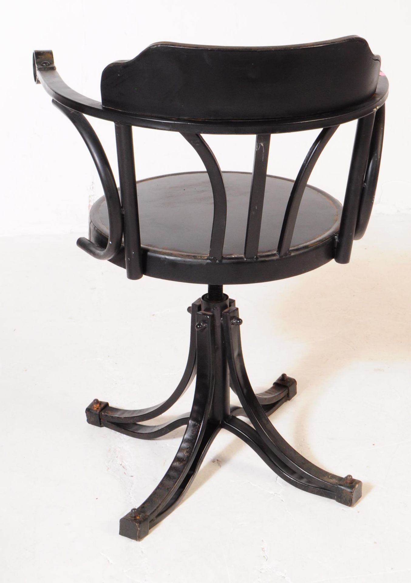 VINTAGE 20TH CENTURY EBONISED METAL DESK SWIVEL ARMCHAIR - Image 4 of 4