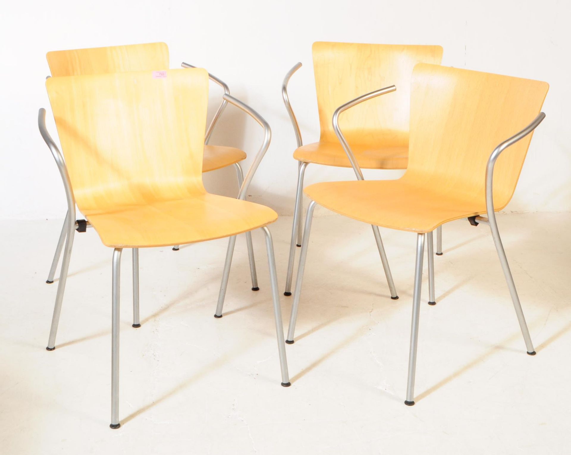 VICO MAGISTRETTI FOR FRITZ HANSEN - FOUR 20TH CENTURY DUO STACKING DINING CHAIRS