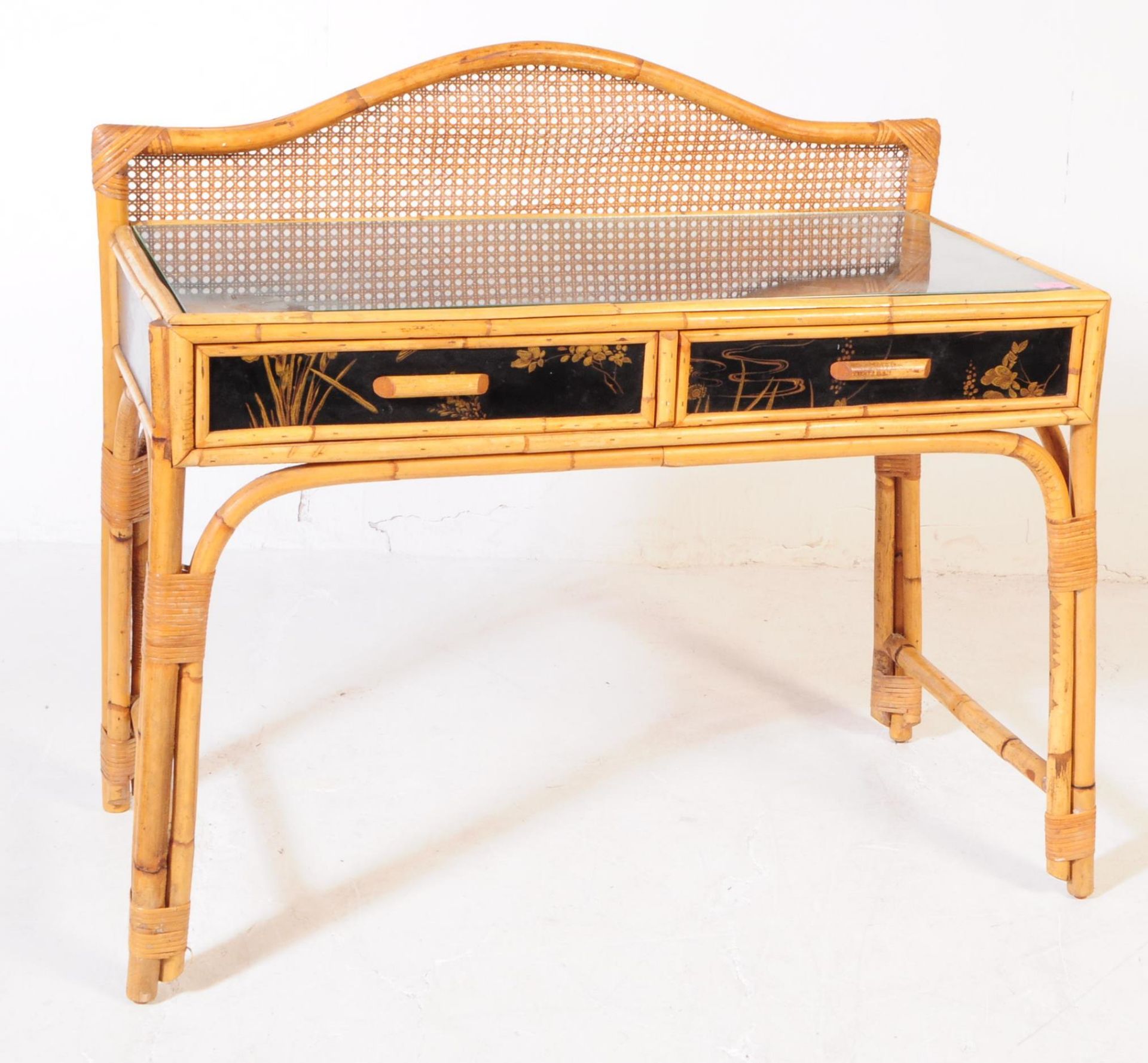 VINTAGE 20TH CENTURY BAMBOO & RATTAN DESK