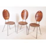 VINTAGE LATE 20TH CENTURY SLATTED WOOD & METAL CHAIRS