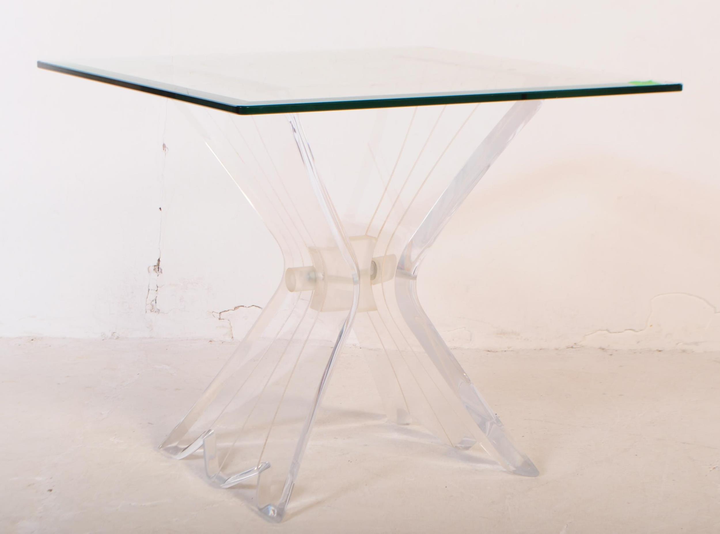 MID CENTURY LUCITE AND GLASS BUTTERFLY COFFEE TABLE