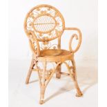 MID CENTURY WICKER & BAMBOO ARMCHAIR