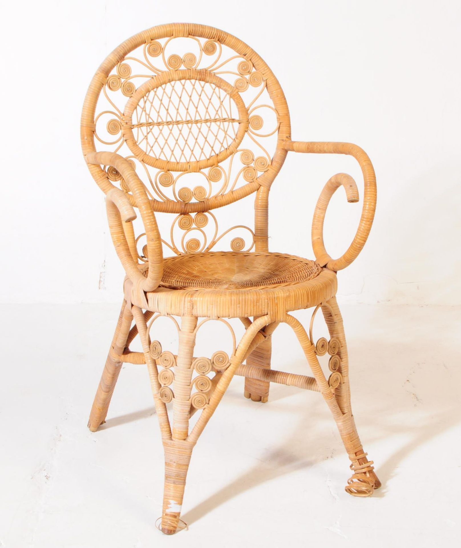 MID CENTURY WICKER & BAMBOO ARMCHAIR