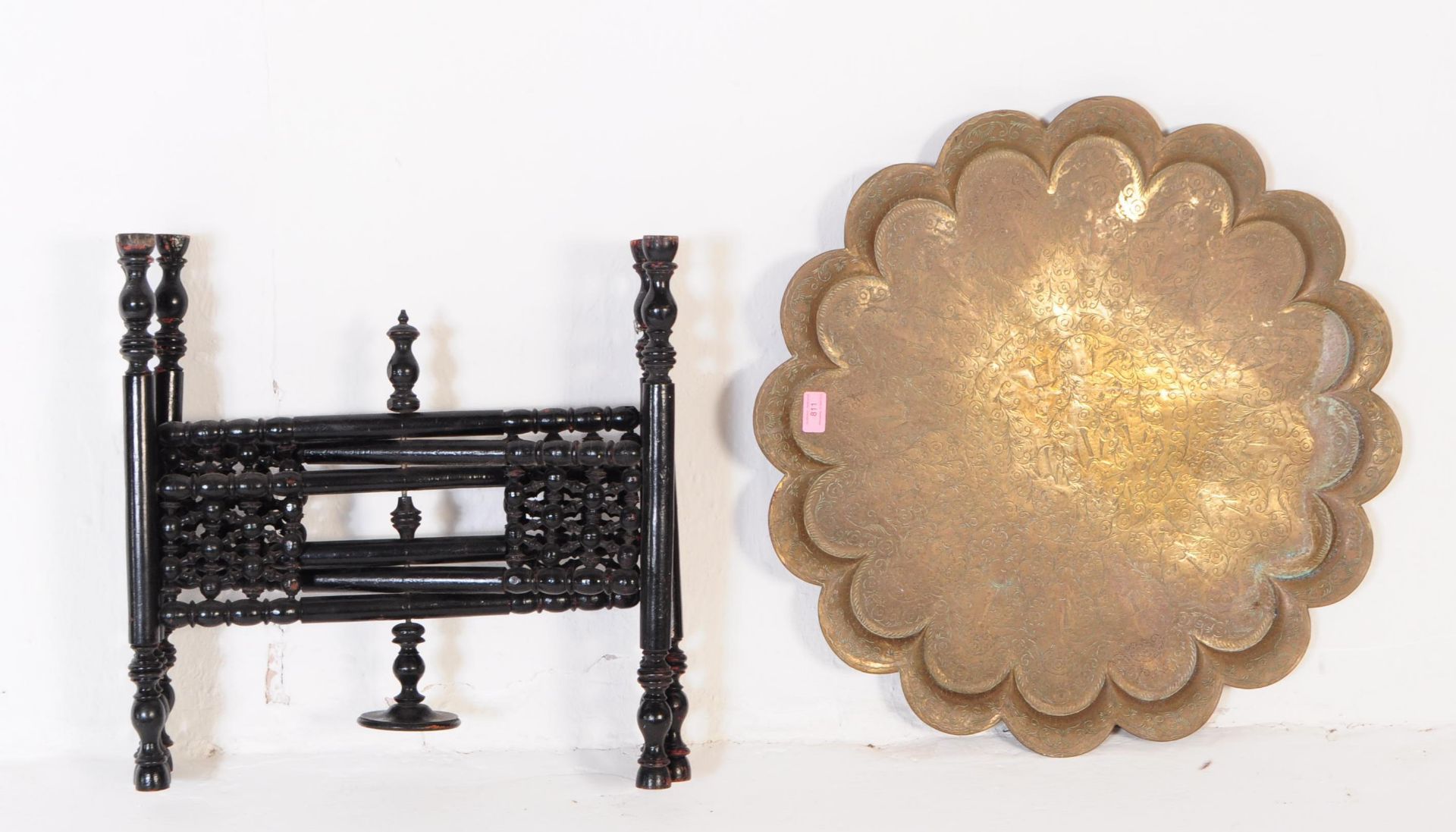 20TH CENTURY INDIAN BENARES FOLDING BRASS TABLE - Image 3 of 3