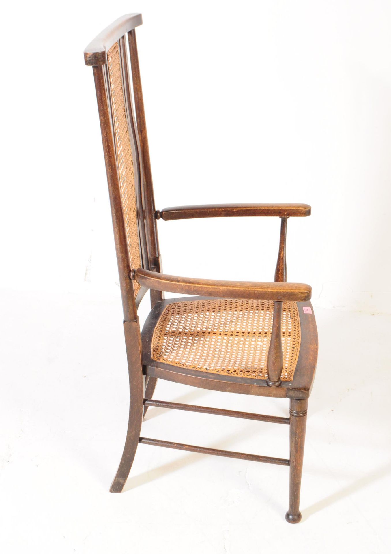 ARTS AND CRAFTS OAK & RATTAN ARMCHAIR - Image 5 of 6