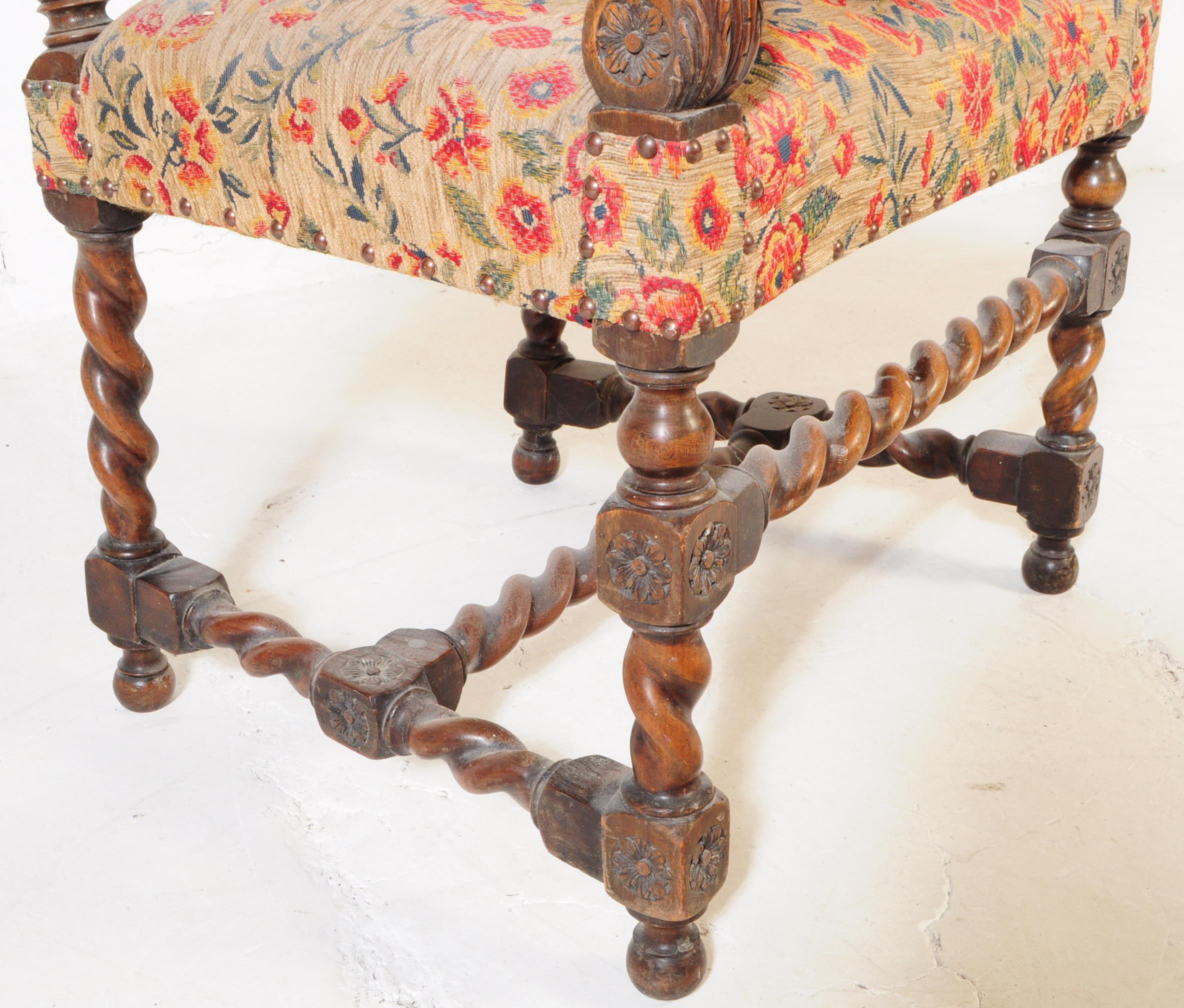 19TH CENTURY CAROLEAN BARLEY TWIST THRONE ARMCHAIR - Image 3 of 7