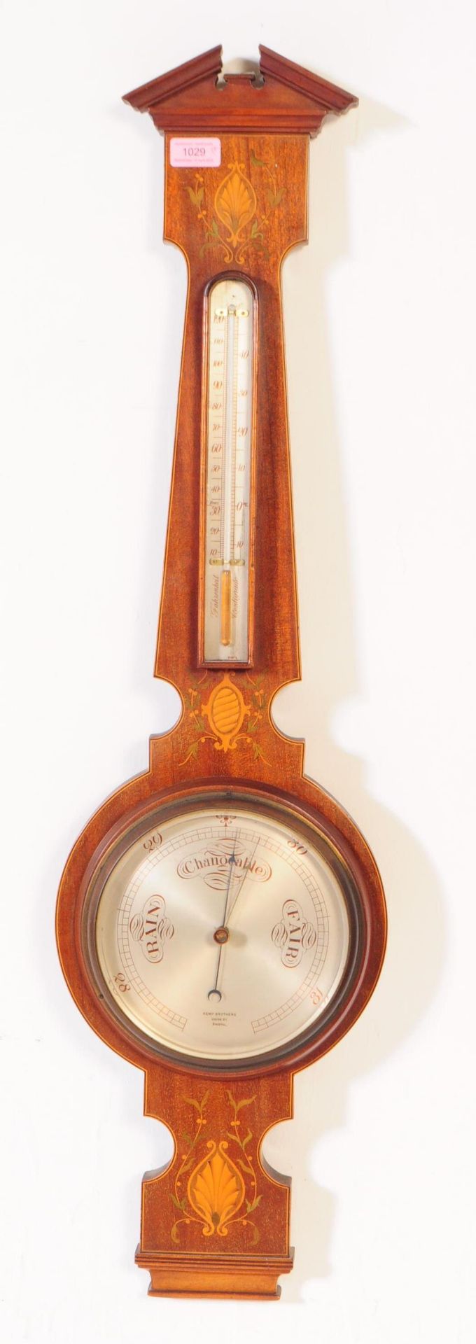 EARLY 20TH CENTURY EDWARDIAN INLAID MAHOGANY WALL BAROMETER