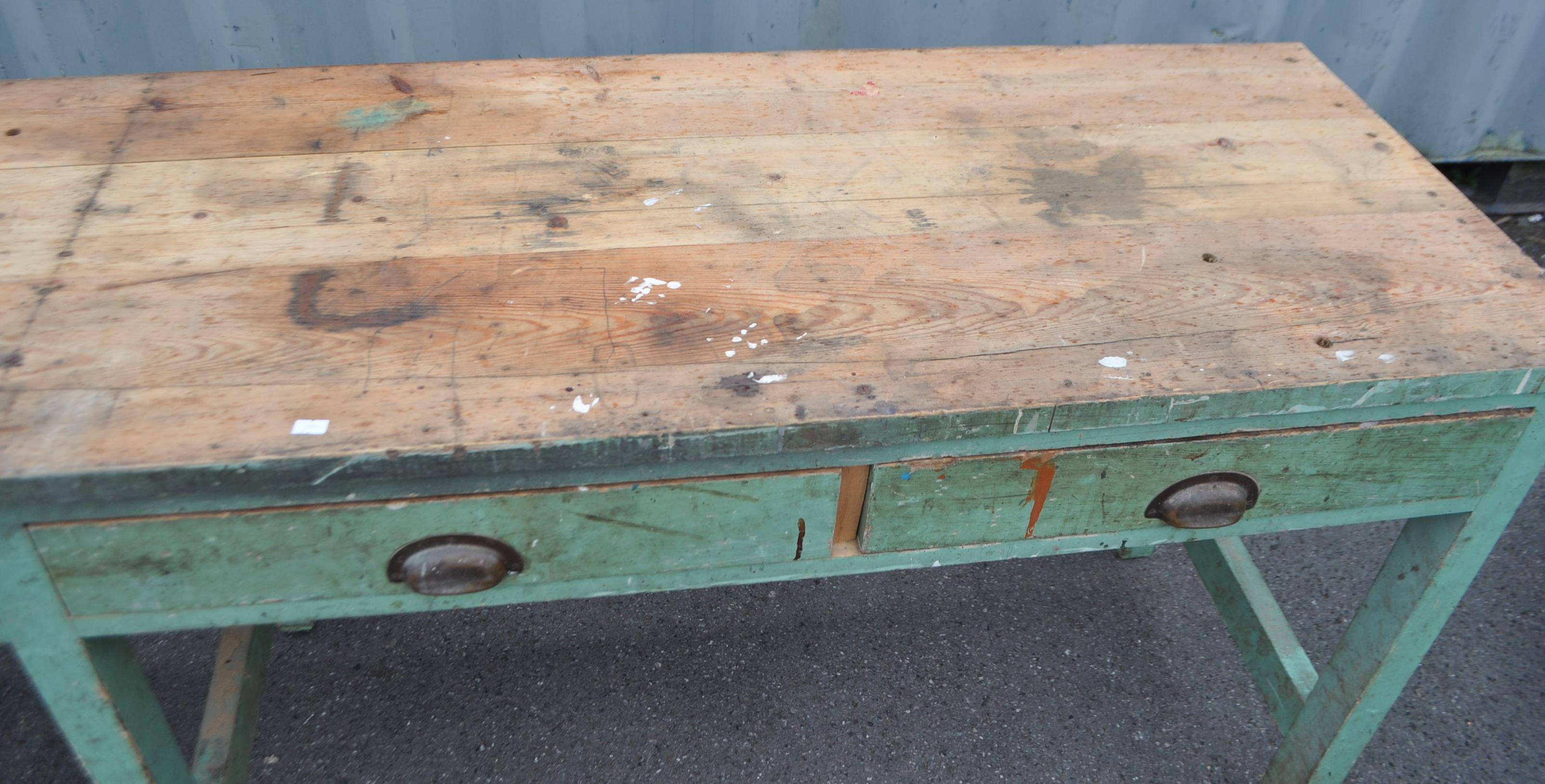 LARGE VINTAGE 20TH CENTURY ENGINEERING FACTORY PINE TABLE - Image 4 of 7