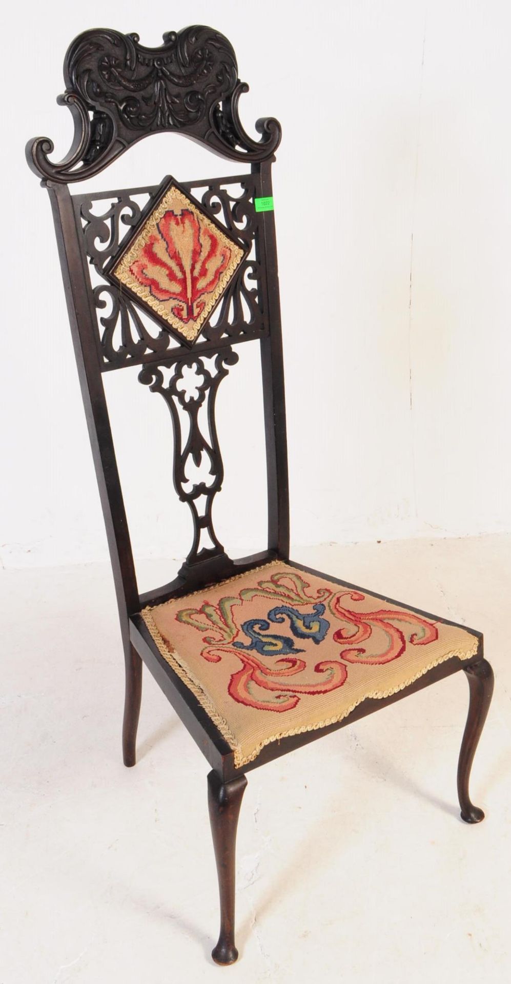 EDWARDIAN ART NOUVEAU EBONISED HIGH BACK HALL CHAIR - Bild 2 aus 9