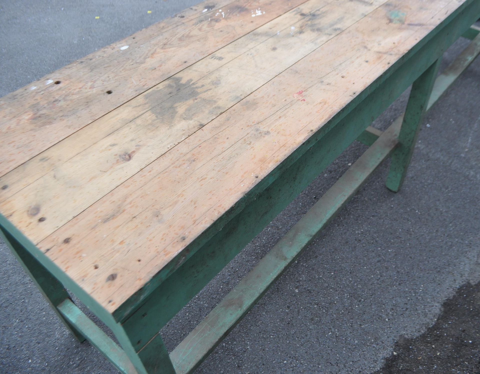 LARGE VINTAGE 20TH CENTURY ENGINEERING FACTORY PINE TABLE - Image 6 of 7