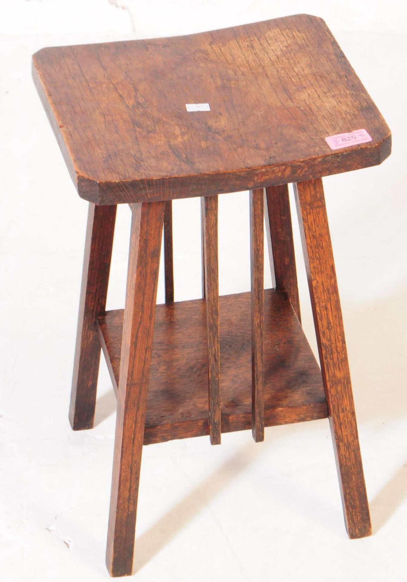 VICTORIAN ARTS AND CRAFTS SQUARE ELM FARMHOUSE STOOL - Image 2 of 6