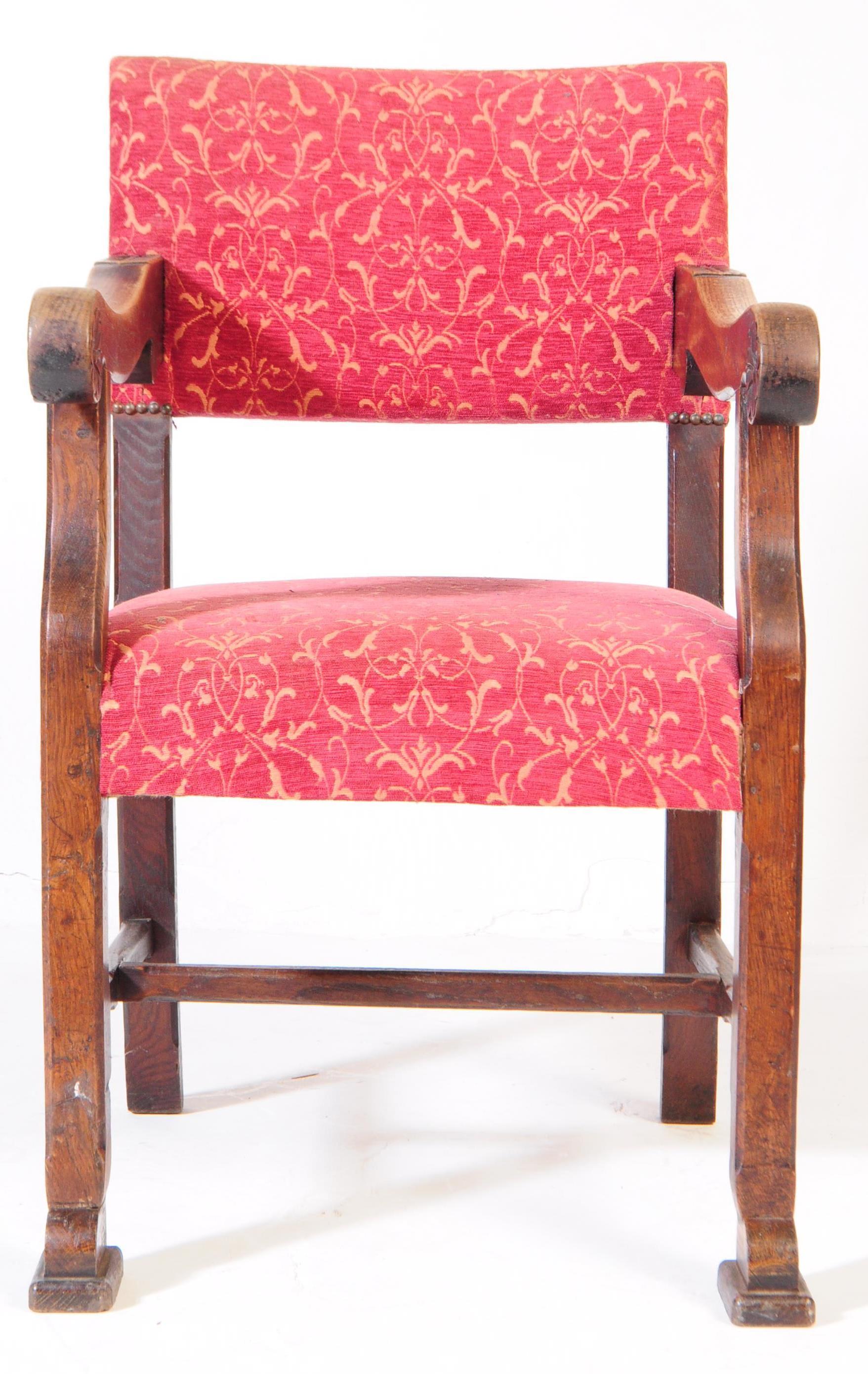 CROMWELLIAN REVIVAL OAK REFECTORY ARMCHAIR - Image 3 of 6