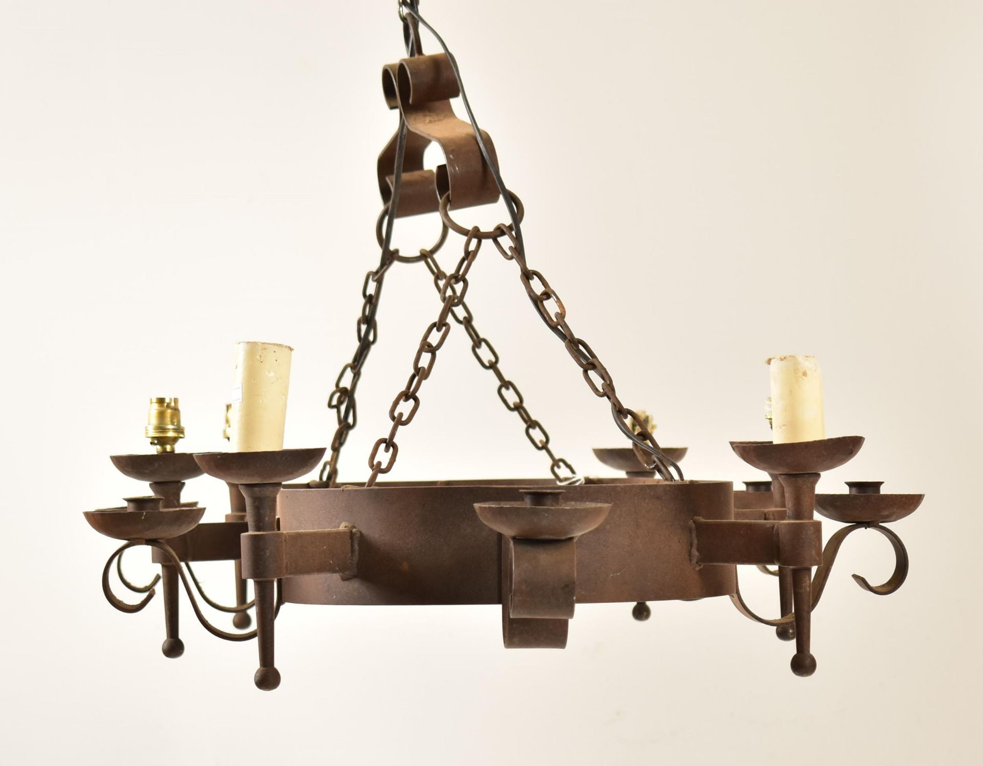 20TH CENTURY MEDIEVAL REVIVAL CAST IRON CHANDELIER - Bild 2 aus 9