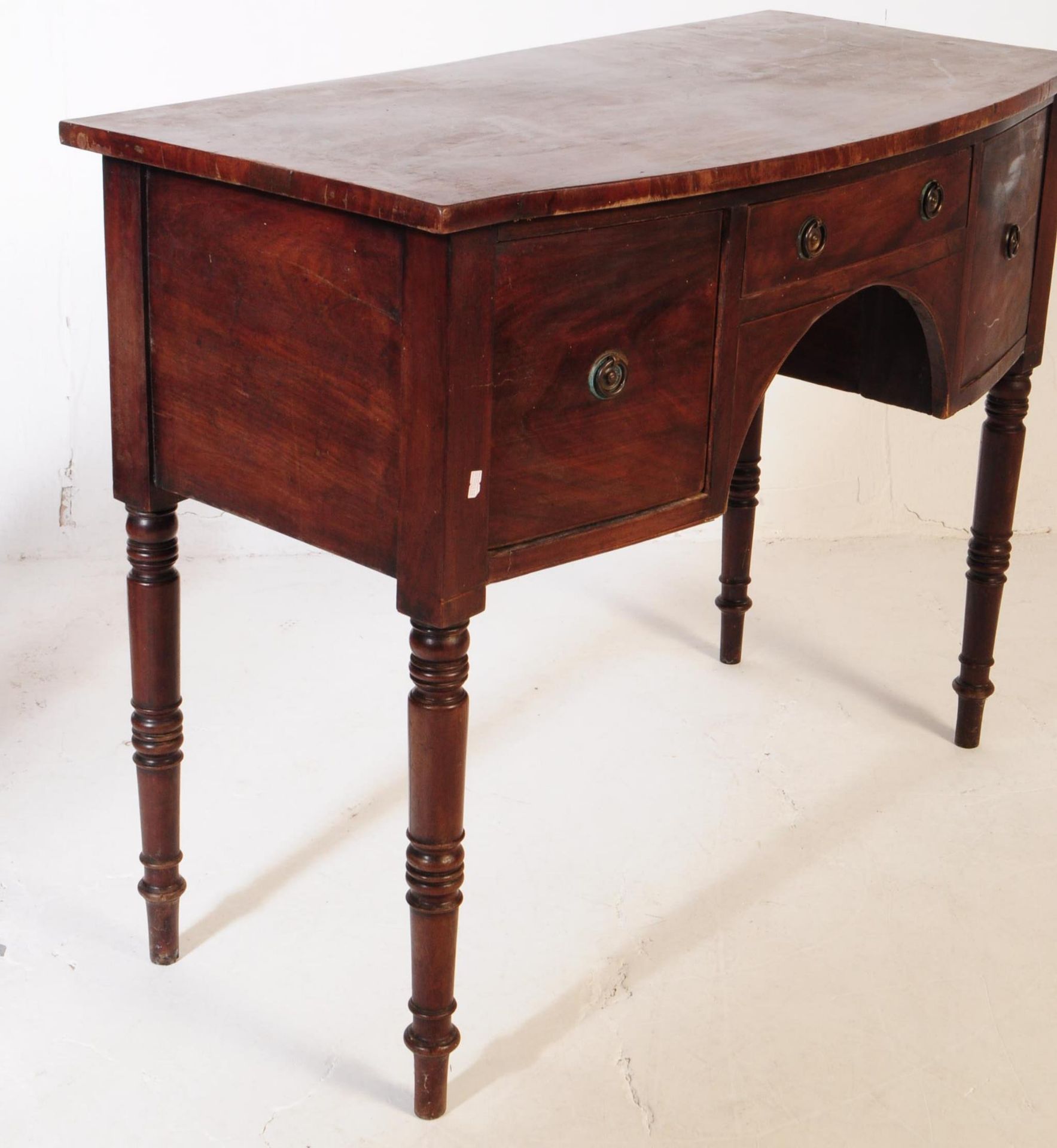 GEORGE III MAHOGANY KNEE HOLE WRITING TABLE / DESK - Image 2 of 5