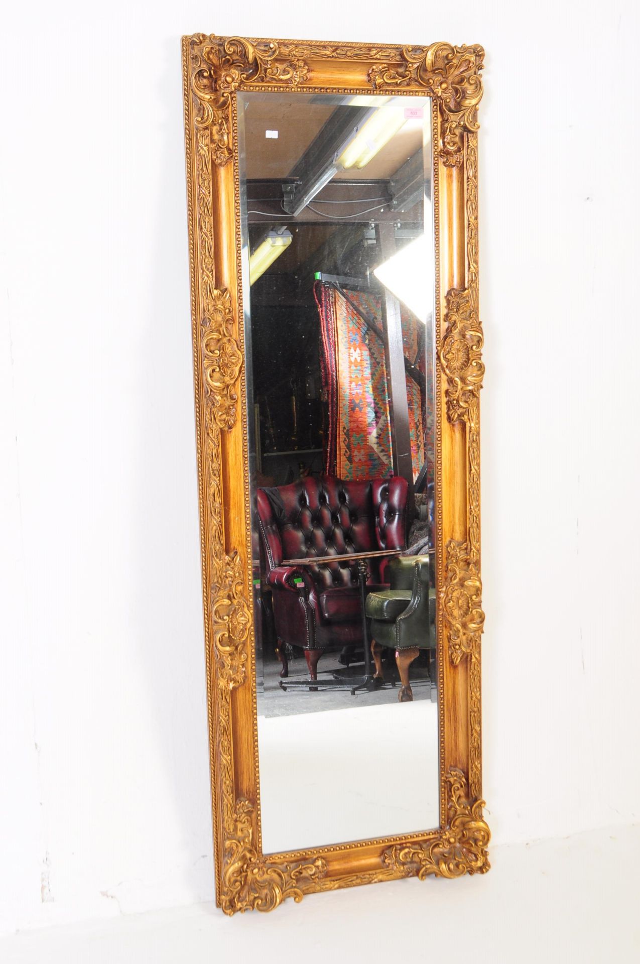 LARGE CONTEMPORARY FRENCH LOUIS XVI STYLE GILT MIRROR - Bild 2 aus 4