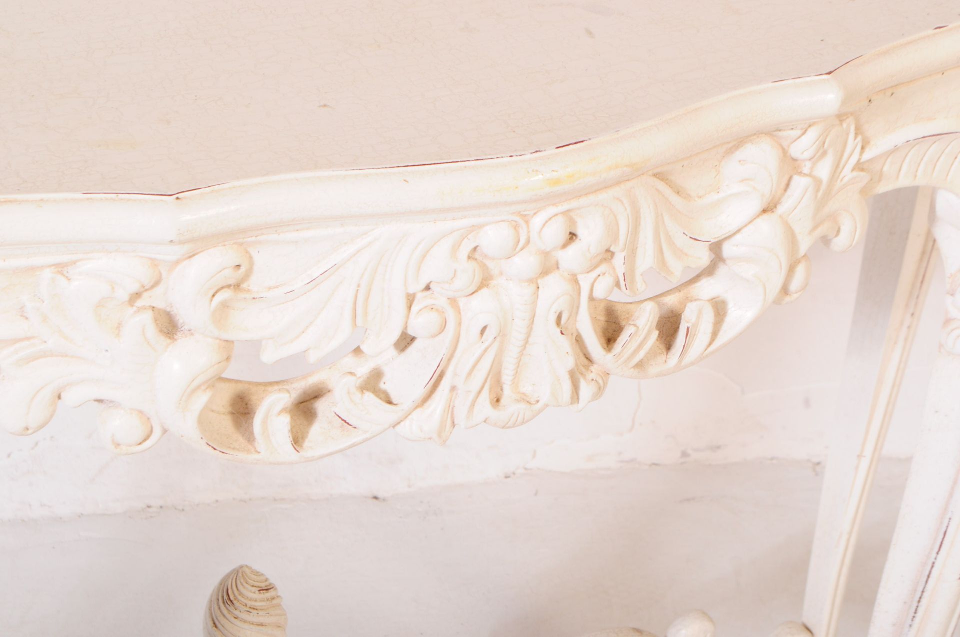 REPRODUCTION PAINTED ROCOCO CONSOLE HALL TABLE - Image 4 of 7