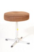 RETRO 20TH CENTURY UPHOLSTERED & CHROME SWIVEL STOOL