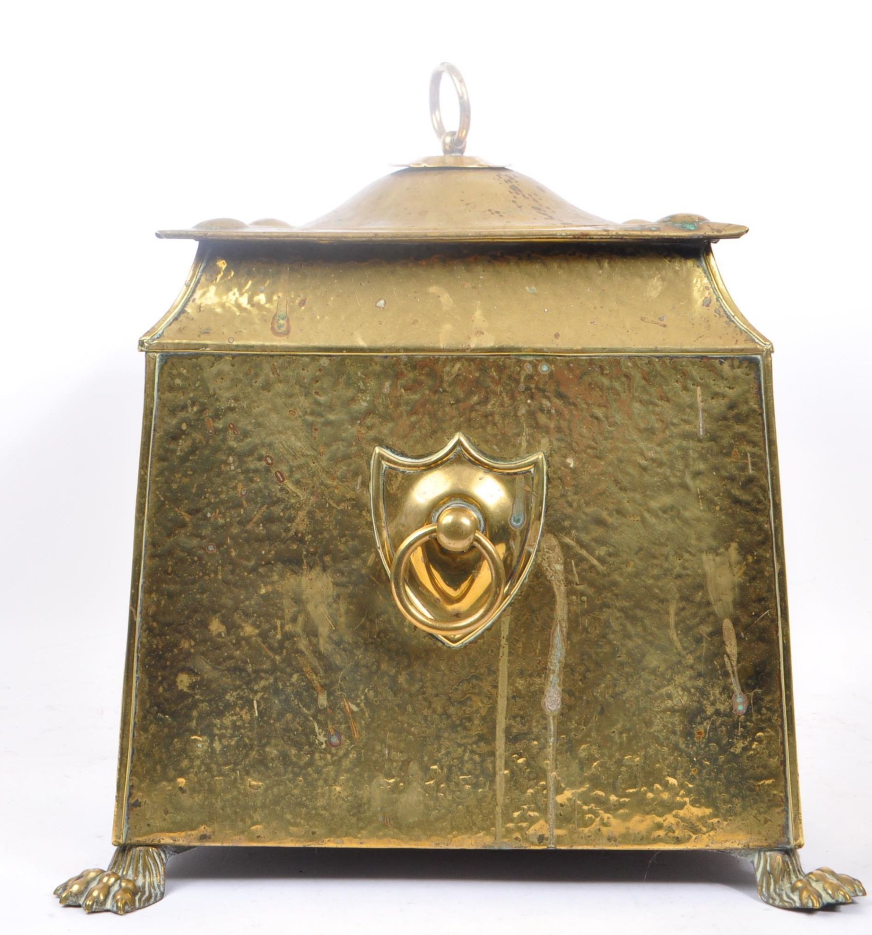 EARLY 20TH CENTURY BRASS ART NOUVEAU COAL SCUTTLE - Bild 4 aus 7