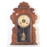 19TH CENTURY CARVED MAHOGANY GINGERBREAD CLOCK