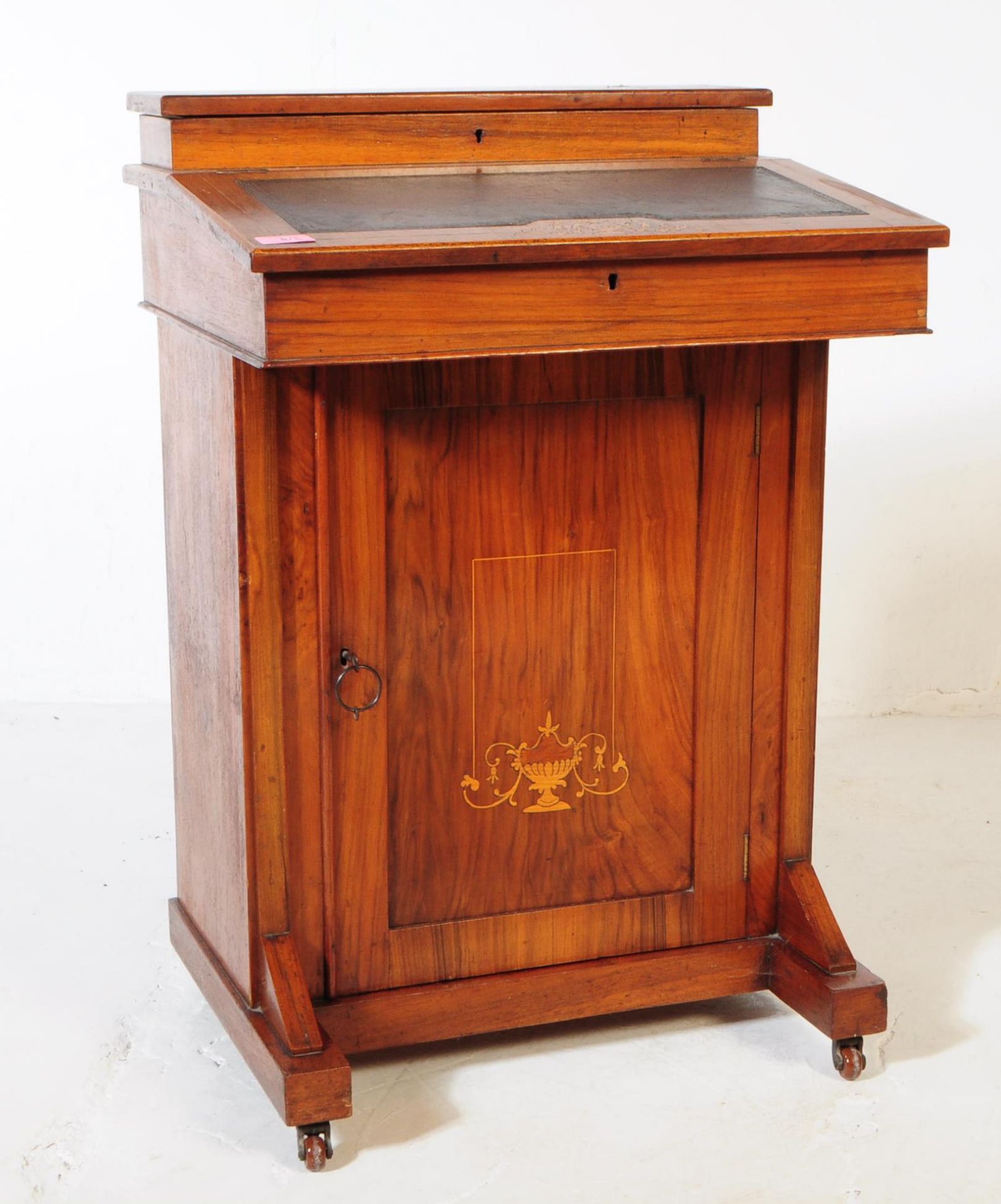 EDWARDIAN INLAID WALNUT MARQUETRY ILAID DAVENPORT