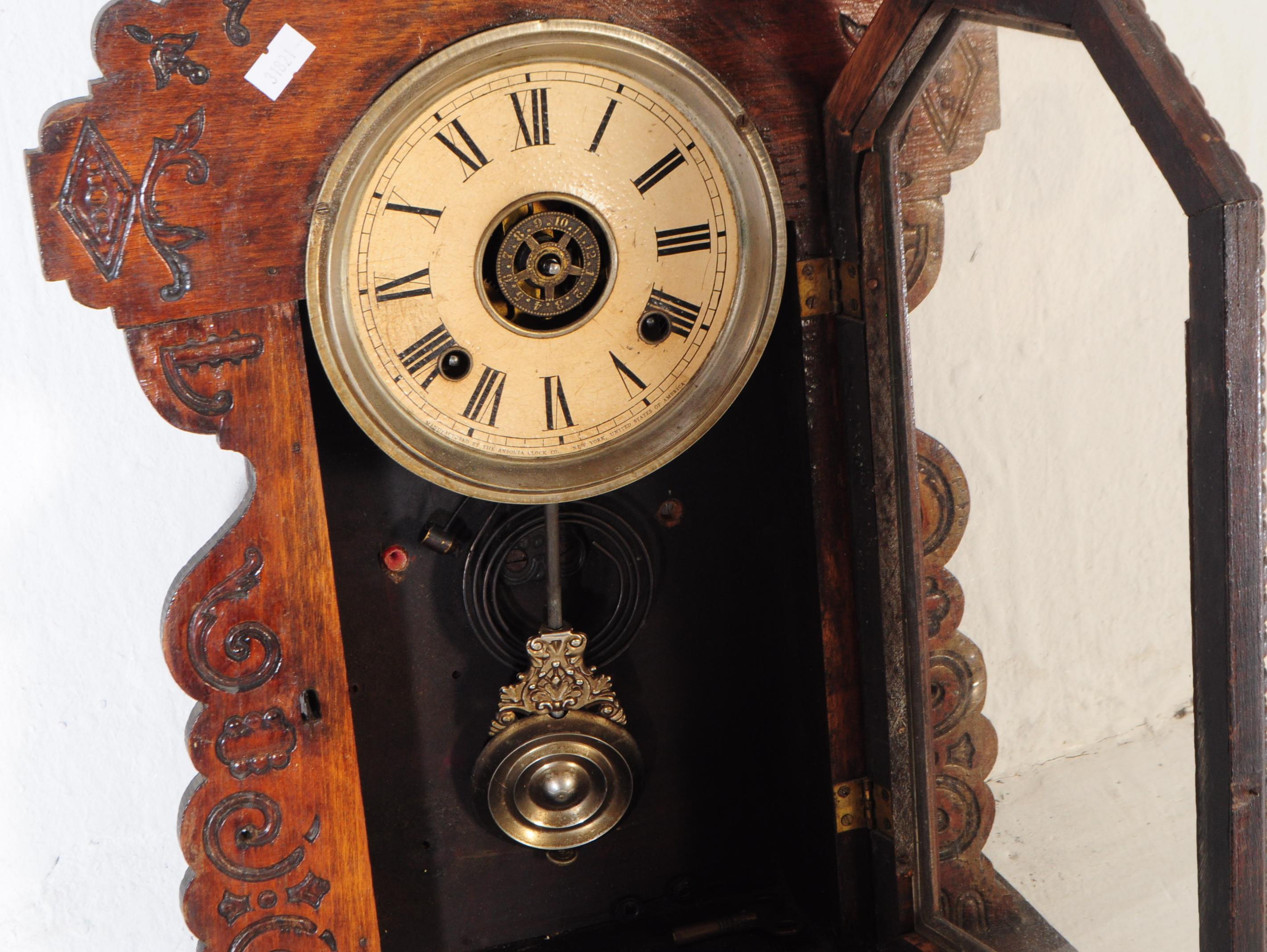 19TH CENTURY CARVED MAHOGANY GINGERBREAD CLOCK - Image 2 of 4