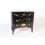 CHINESE MANNER BLACK LACQUERED CHEST OF DRAWERS