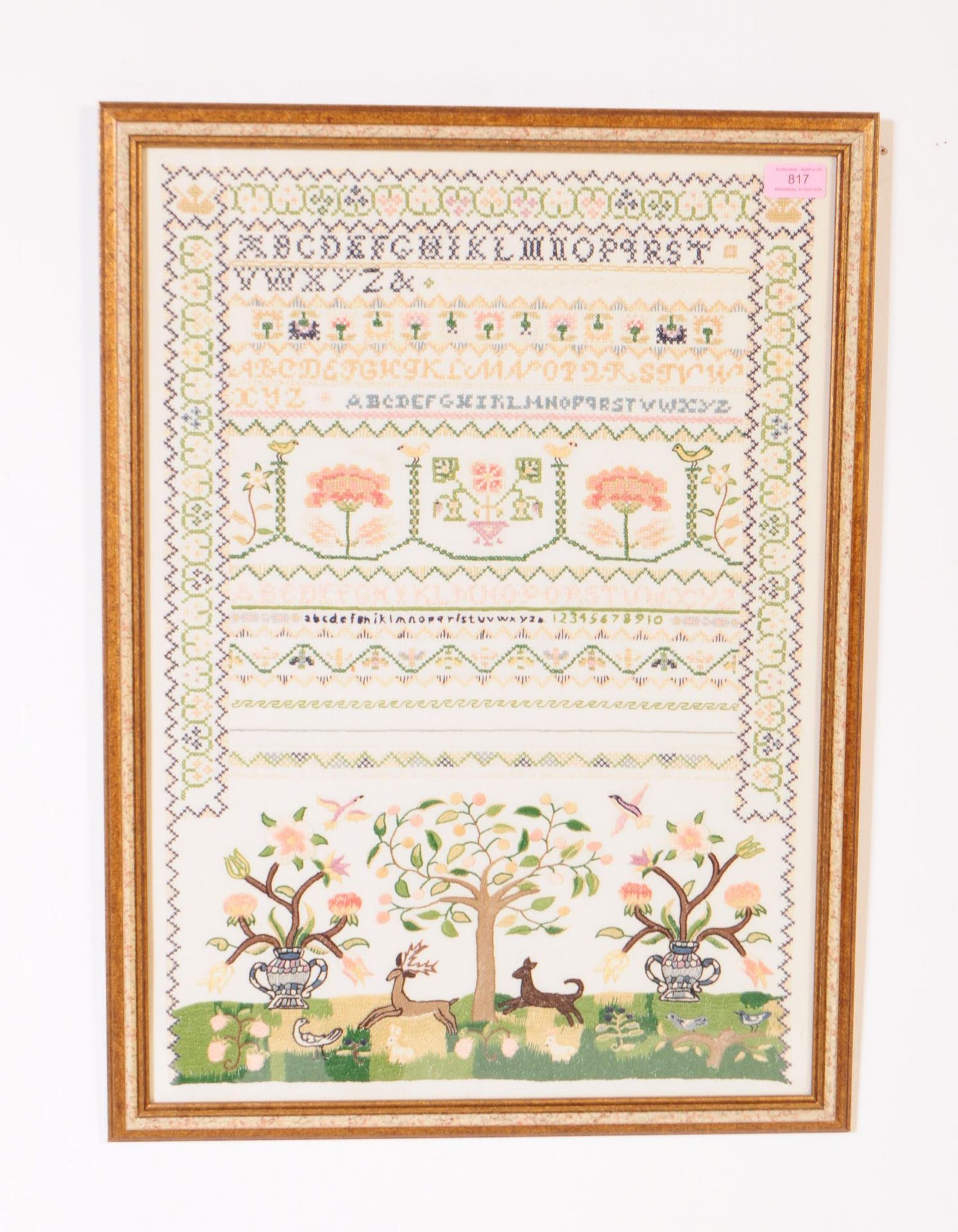 20TH CENTURY FRAMED NEEDLEPOINT SAMPLER