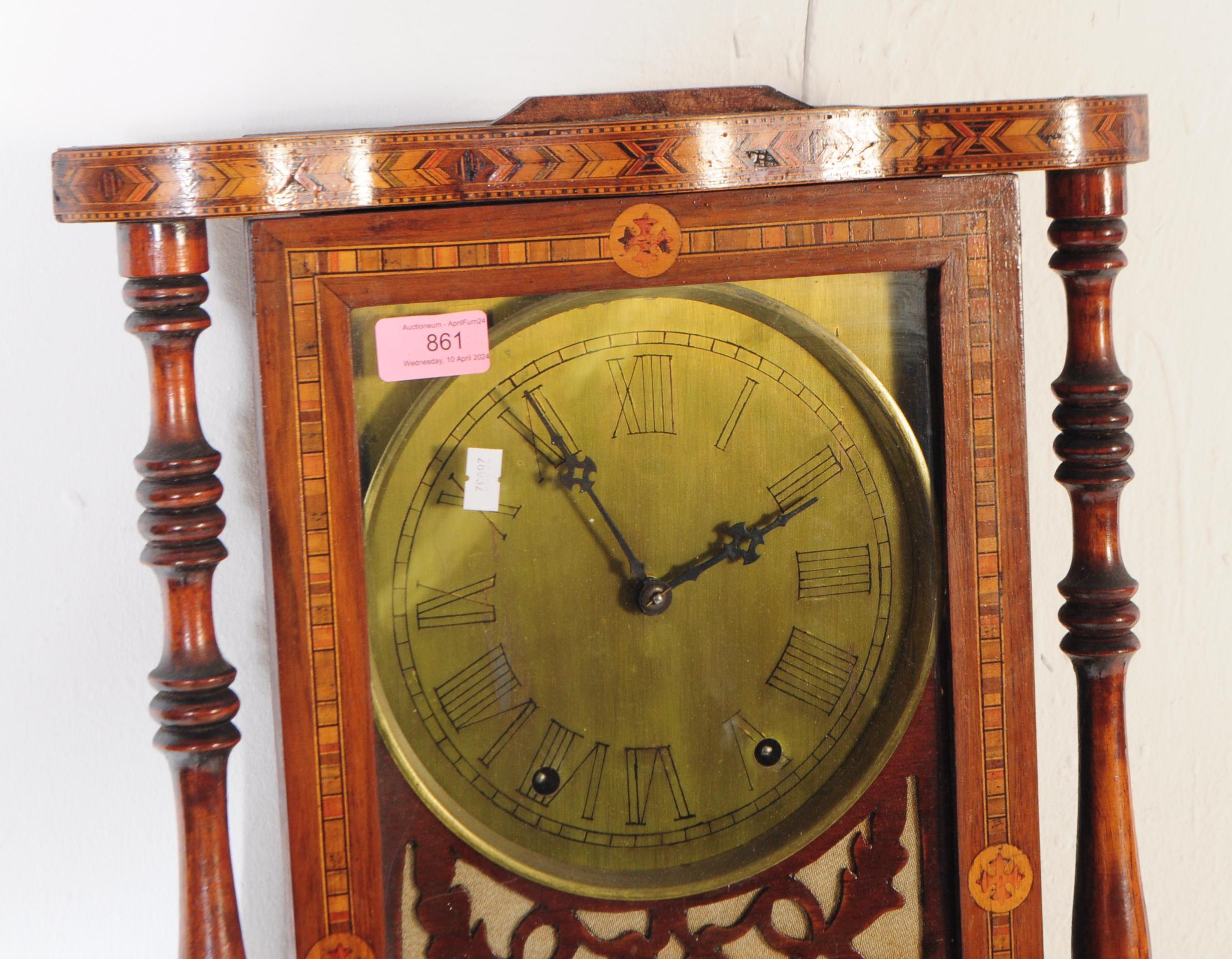 VICTORIAN TUNBRIDGE AMERICAN BOX INLAID DROP DIAL WALL CLOCK - Image 2 of 6