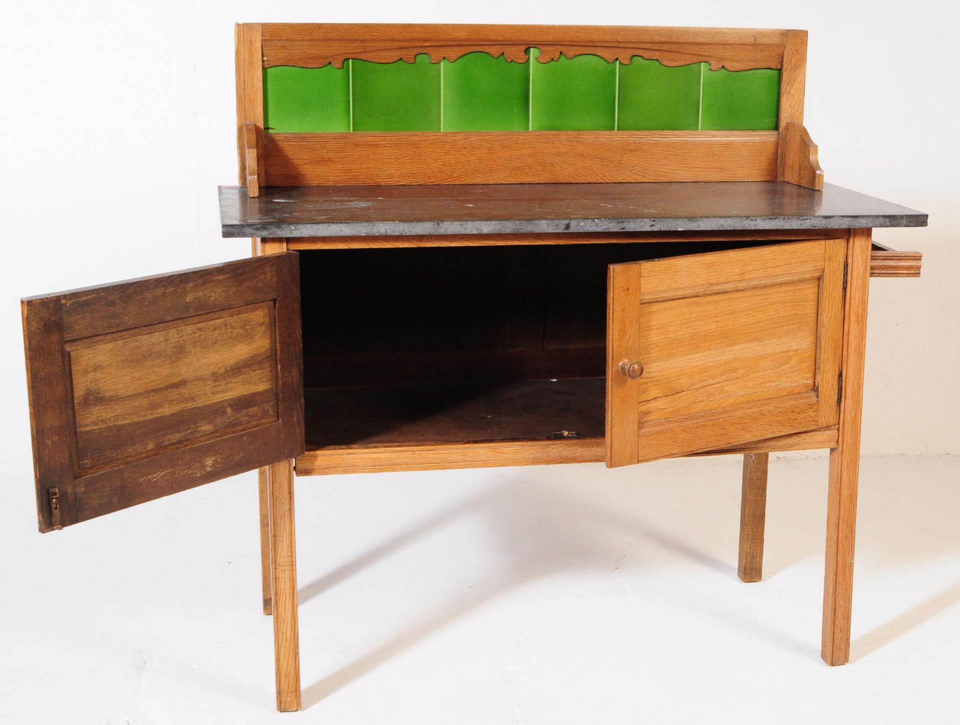 EDWARDIAN OAK & MARBLE WASHSTAND - Image 5 of 6