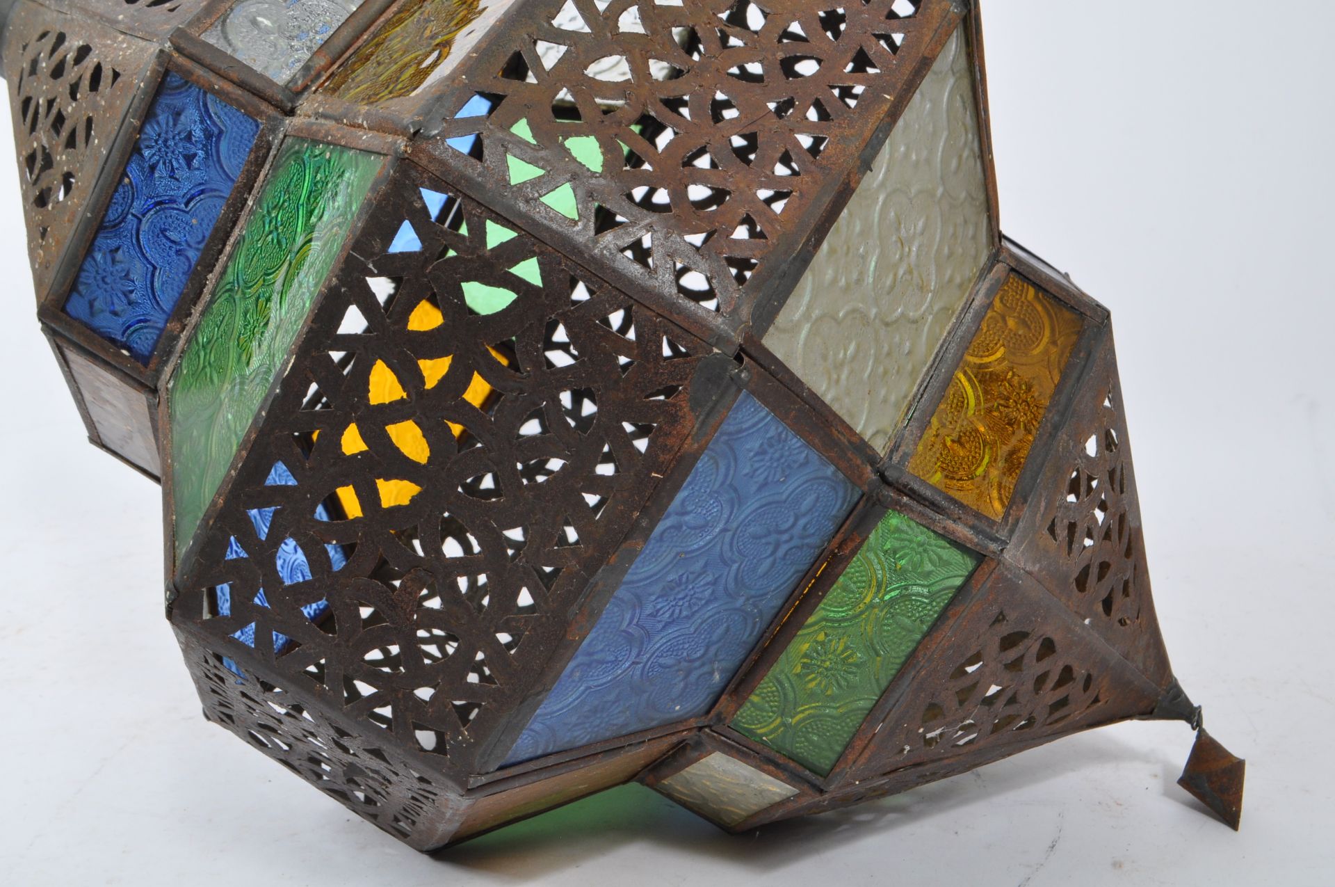 LARGE 20TH CENTURY DIAMOND MOROCCAN HANGING LANTERN - Image 5 of 5