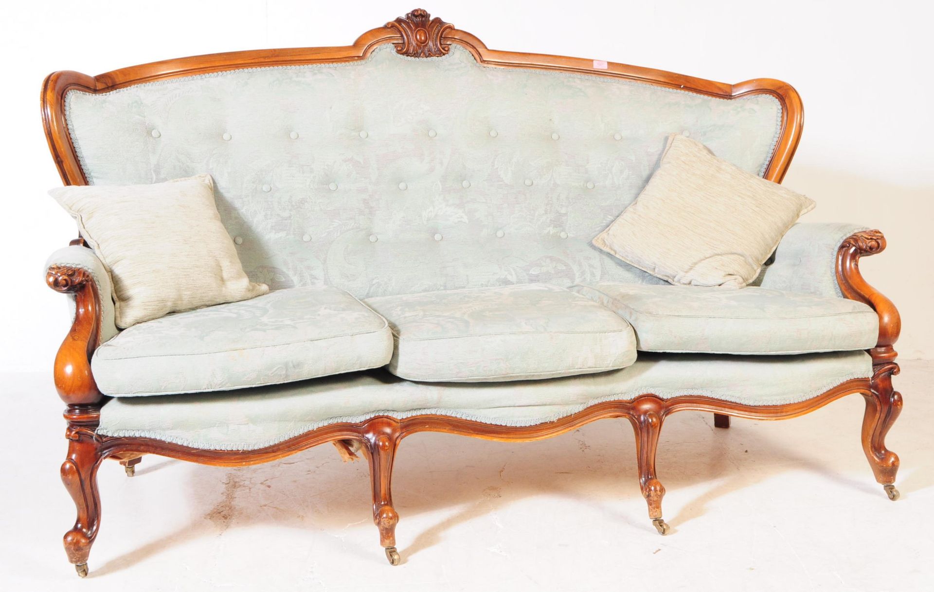 ITALIAN ROCOCO MAHOGANY THREE SOFA / SETTEE