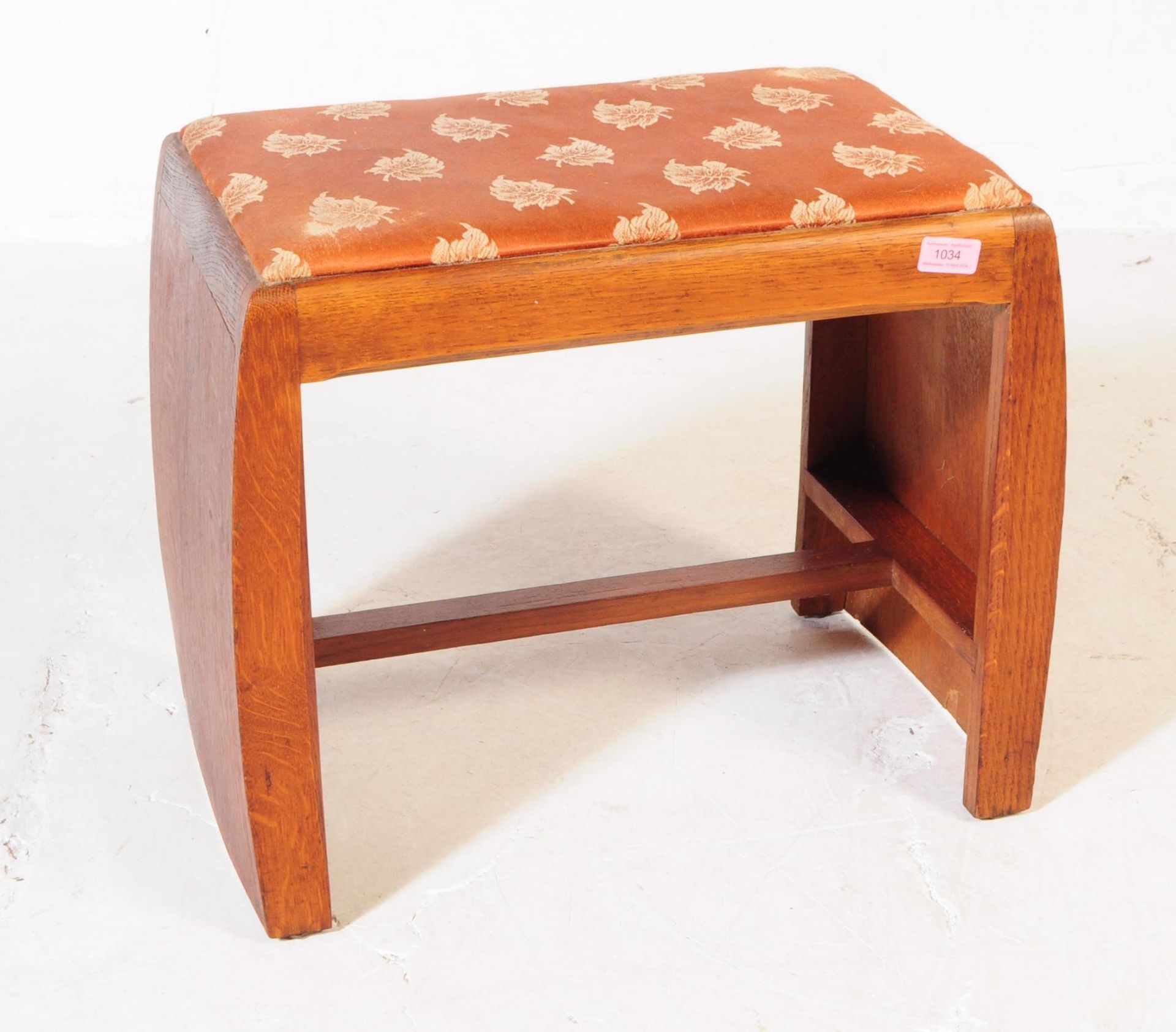 VINTAGE 20TH CENTURY ART DECO OAK STOOL