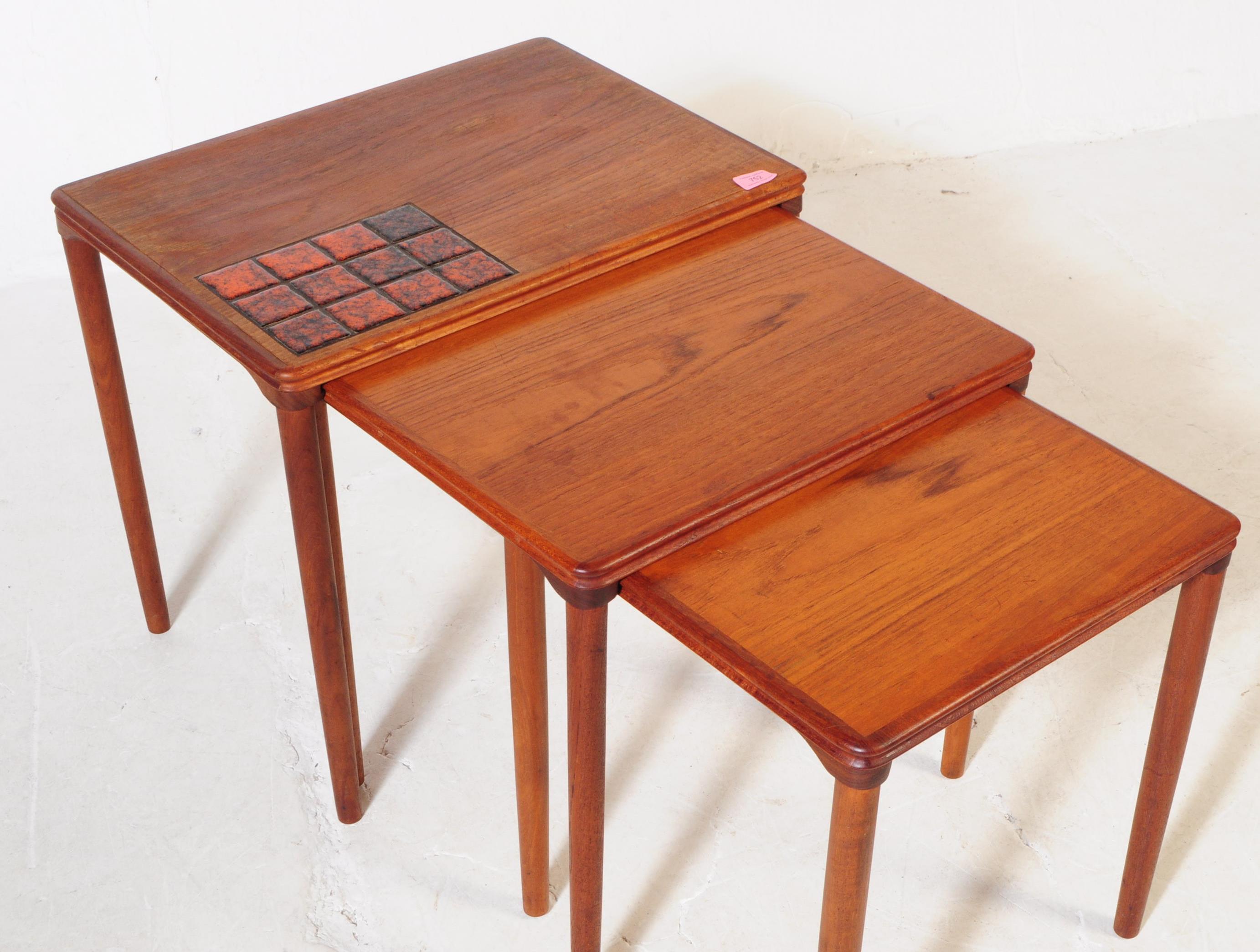 DANISH MODERN DESIGN - MID CENTURY TILE TOP NEST OF TABLE - Image 2 of 4