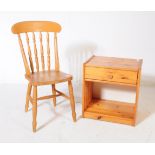CONTEMPORARY PINE FARMHOUSE KITCHEN CHAIR W/ SIDE TABLE