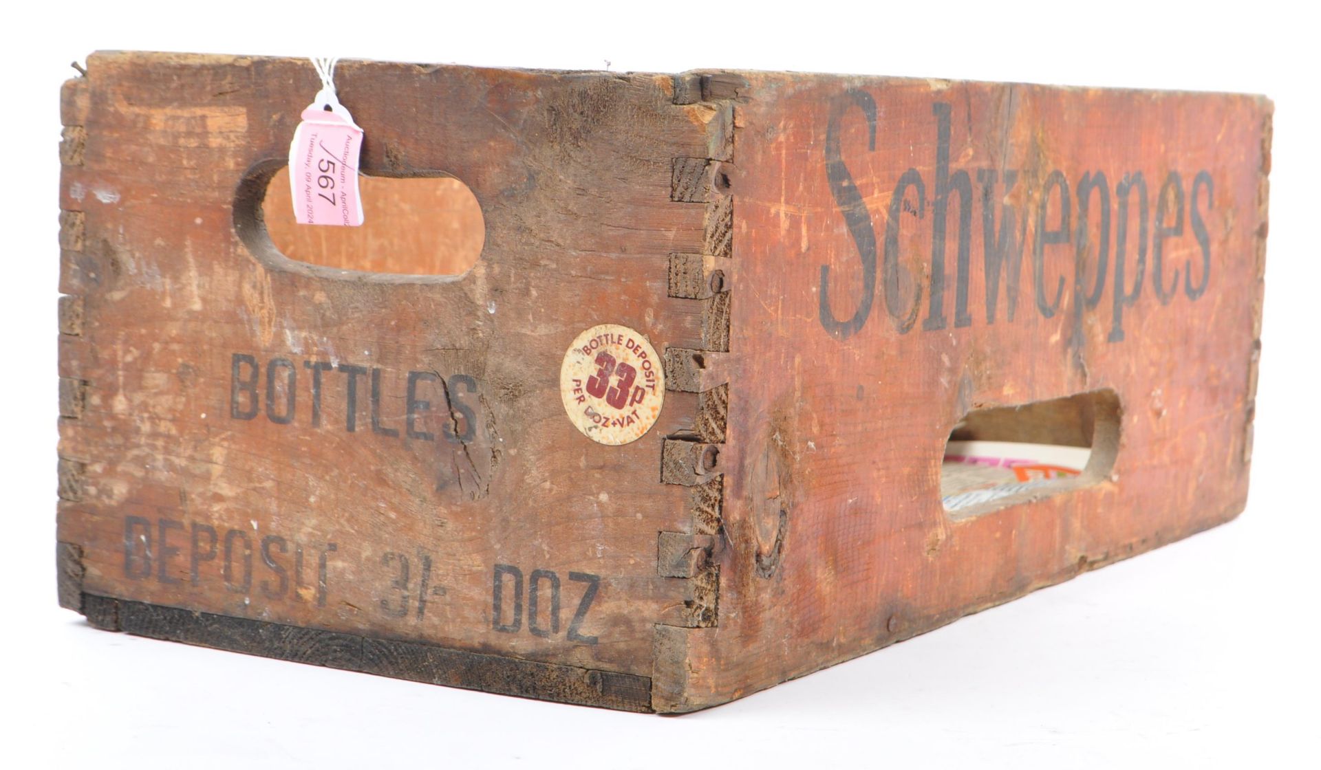 20TH CENTURY VINTAGE SCHWEPPS WOODEN CRATE - Image 4 of 6