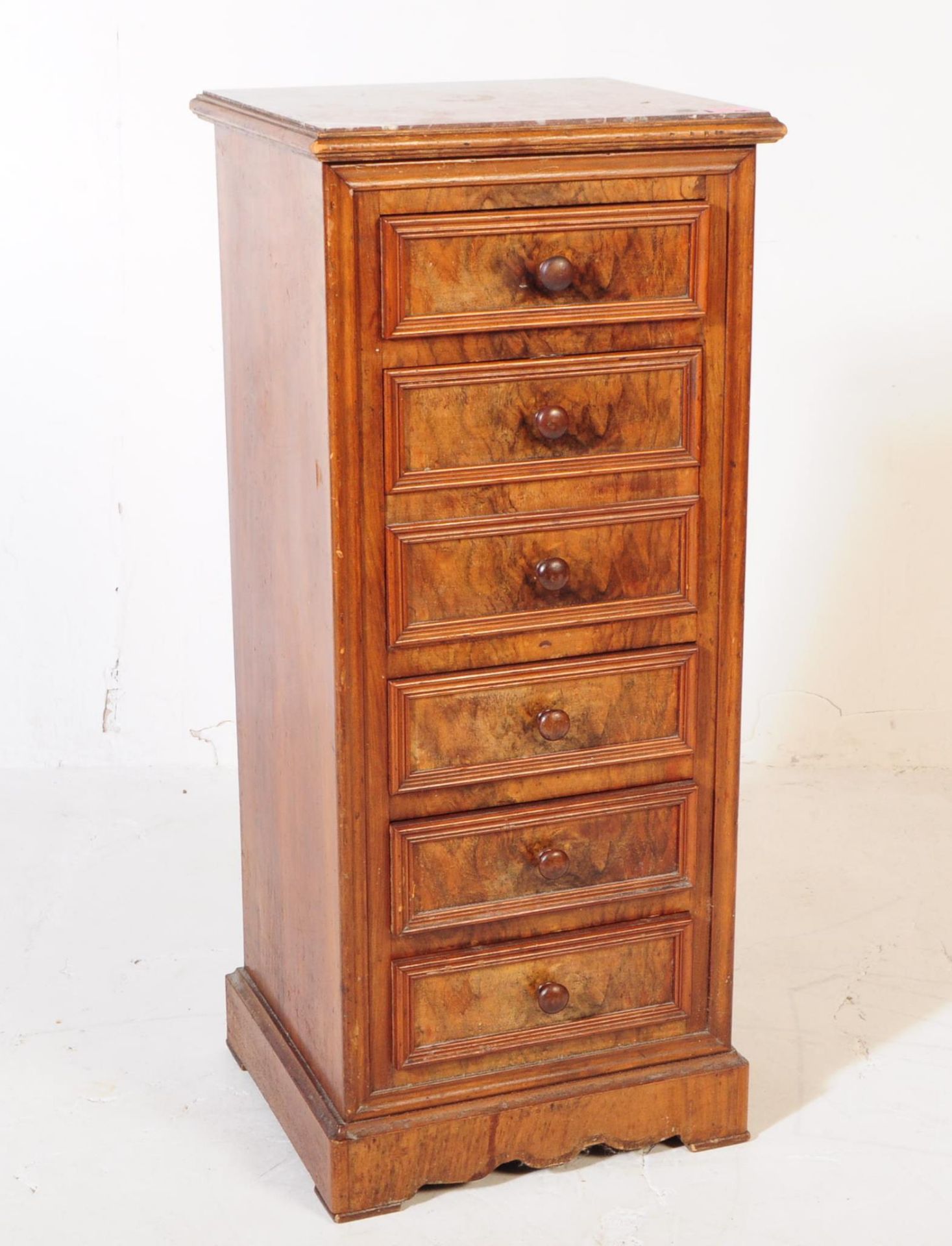 19TH CENTURY FRENCH WALNUT AND MARBLE BEDSIDE POT CHEST