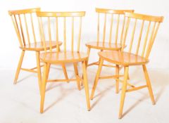 ERCOL MANNER - FOUR ELM STICK BACK DINING CHAIRS